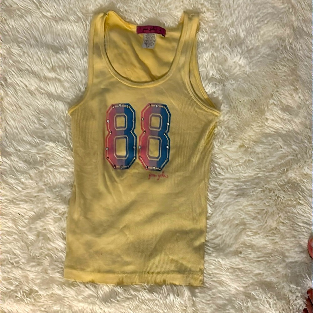EUC Joomi Joolz Beaded Jeweled “88” Tank Top P XS Y2K